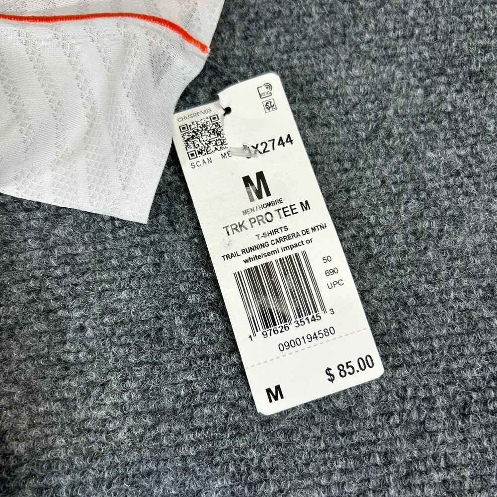Adidas Terrex Techrock Elite T-Shirt Men's Medium White Orange‎ JX2744 NWT $85